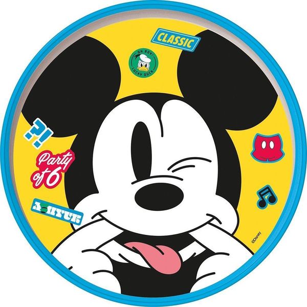 Piatto Per Bambini Tataway Disney In Plastica Bianca E Blu Di Topolino Con Base Antiscivolo-image