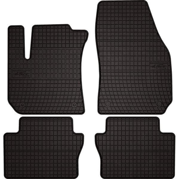 Tappetini Auto In Gomma Adatto Per Opel Zafira B (2005-2014, Monovolume) Neri, Set 4 Pz, Con Fissaggi-image