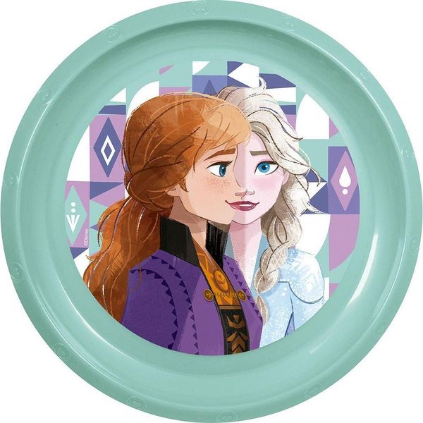 Tataway Disney Frozen Piatto Di Plastica Blu Per Bambini, Resistente Agli Urti E Riutilizzabile-image