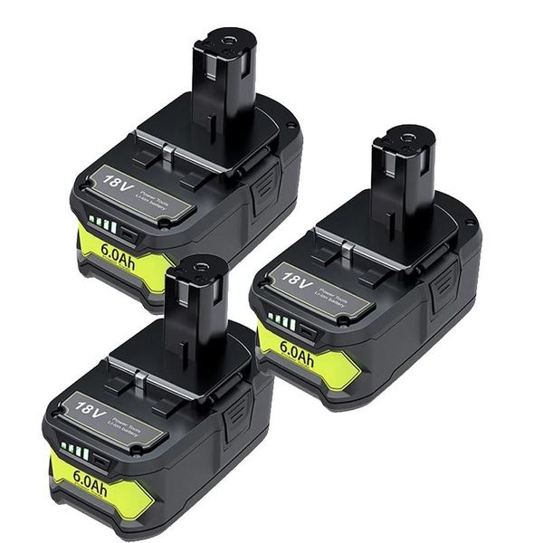 Batteria Di Ricambio, Batteria Al Litio Da 6,0 Ah, 18 V Lunga Durata E Ricarica Rapida, Compatibile Con Gli Utensili Ryobi, 3 Pezzi Da 6,0 Ah-image