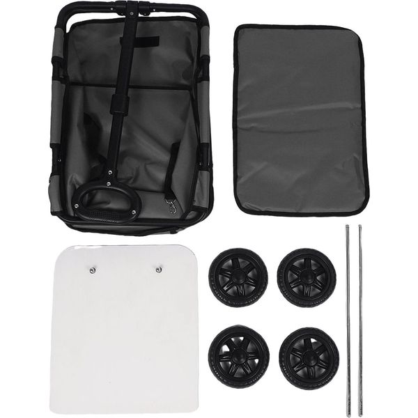 Carrello Per Animali Domestici Carrello Multifunzionale Pieghevole A 4 Ruote Portatile Per Viaggi In Campeggio All'aperto Grigio-image