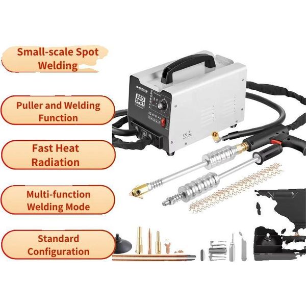 Saldatore A Punti Per La Riparazione Di Ammaccature Nel Settore Automobilistico, Corrente Di Uscita 3500A, Potenza Nominale 18KVA, 5 Modalità Di Lavoro Regolabili, Adatto Per Acciaio Da 06-12 Mm, Pistole Di Saldatura Doppie-image