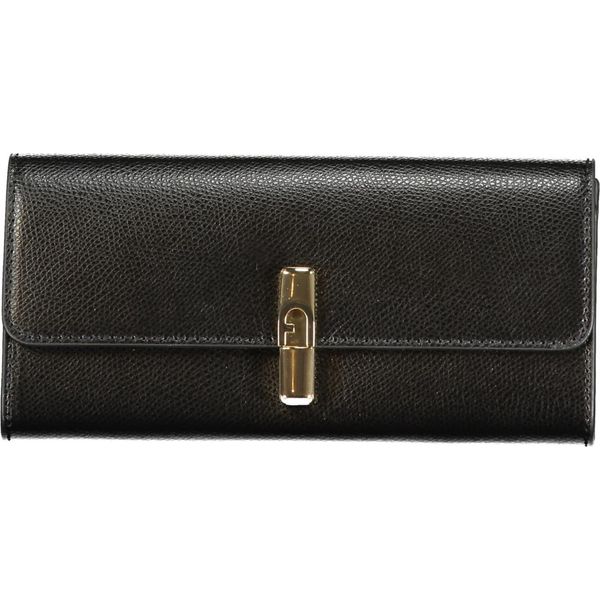 Elegante Portafoglio Da Donna Nero Con Bottone A Pressione E Numerosi Scomparti-image