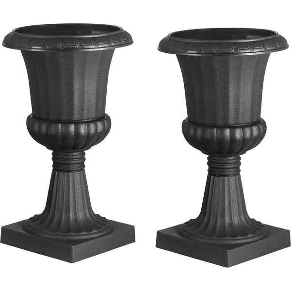 Succebuy Fusi Di Fiori In Plastica, 25X42 Cm, Set Di 2, Fioriere, Vasi Per Piante, Vasi Di Fiori Neri, Ideali Per La Decorazione Di Verande, Matrimoni, Feste, Casa, Palcoscenici, Balconi E Patio-image