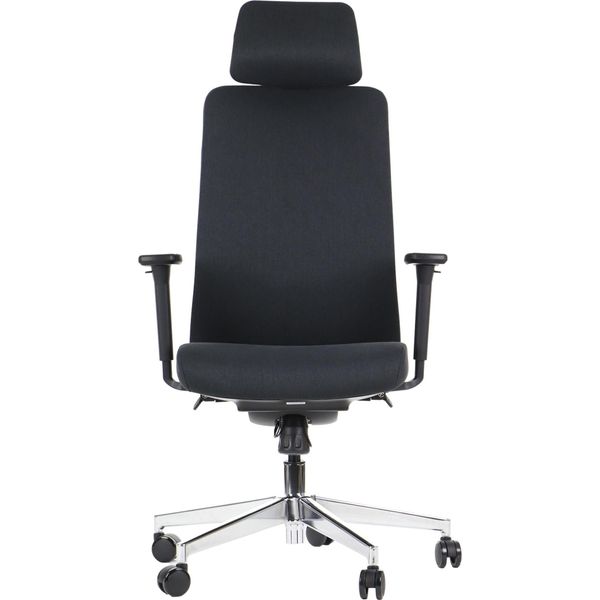 Sedia Da Ufficio Girevole Ergonomica Xelo/F, Base Cromata, Braccioli Regolabili, Seduta Scorrevole (Avanti-Indietro), Nero-image