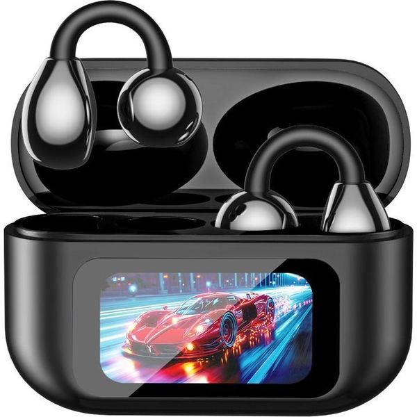 Inf Auricolari Bluetooth Clip-On Con Schermo Smart A Colori - Lunga Durata Nero-image