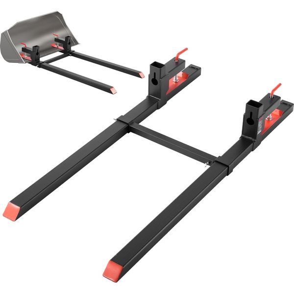 Forche Per Pallet Vevor, Carrello Portaforche Da 907 Kg, Lunghezza Totale 1490 Mm, Forche Con Barra Stabilizzatrice Regolabile Per Attrezzature Del Trattore, Pala Caricatrice E Minipala, Nero-image