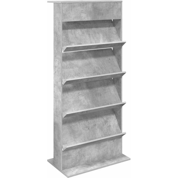 Vidaxl Portariviste Grigio Cemento 70 X 41 X 156 Cm Materiale A Base Di Legno-image