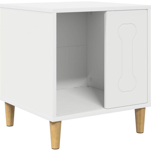 Vidaxl Cuccia Per Cani Bianca 44 X 42 X 49 Cm Materiale A Base Di Legno-image