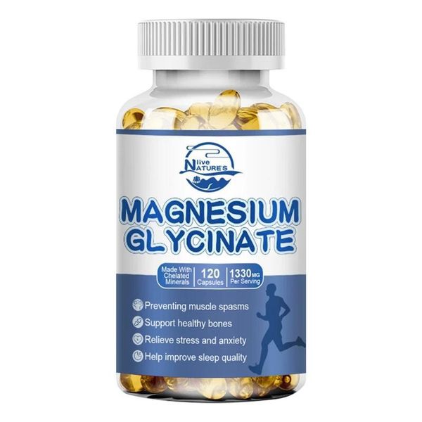 Magnesio Glicinato 4 In 1 Complesso 1330 Mg (120 Capsule) Integratore Alimentare, Ossa, Articolazioni, Muscoli, Sonno, Recupero, Stress, Pressione Sanguigna-image