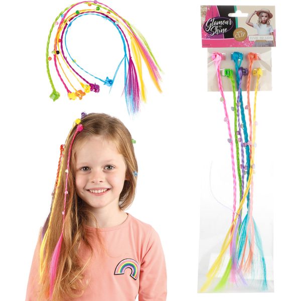 Toi-Toys 45850A - Glamour & Shine - 6 Ciocche Di Capelli Colorati Trecce Per Capelli A Clip-image