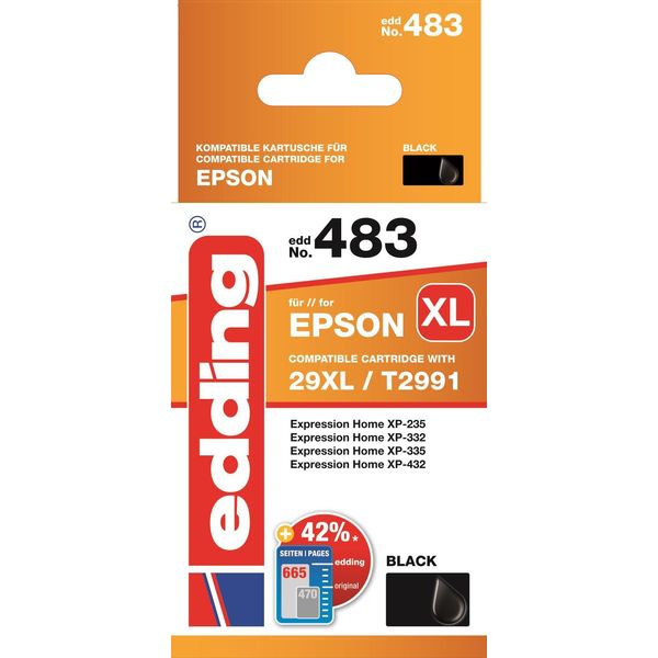 Edding 18-483 Edding EDD-483 Schwarz Druckerpatrone Kompatibel Zu Epson 29XL / T2991XL-image