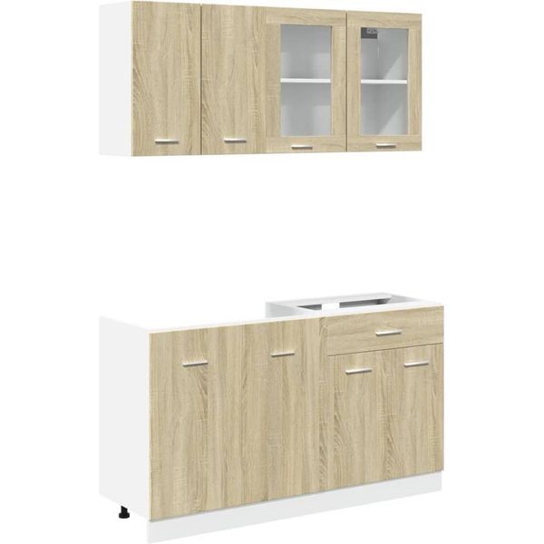 Vidaxl Set Di Armadietti Da Cucina 4 Pezzi Lyon Sonoma In Legno Di Quercia-image