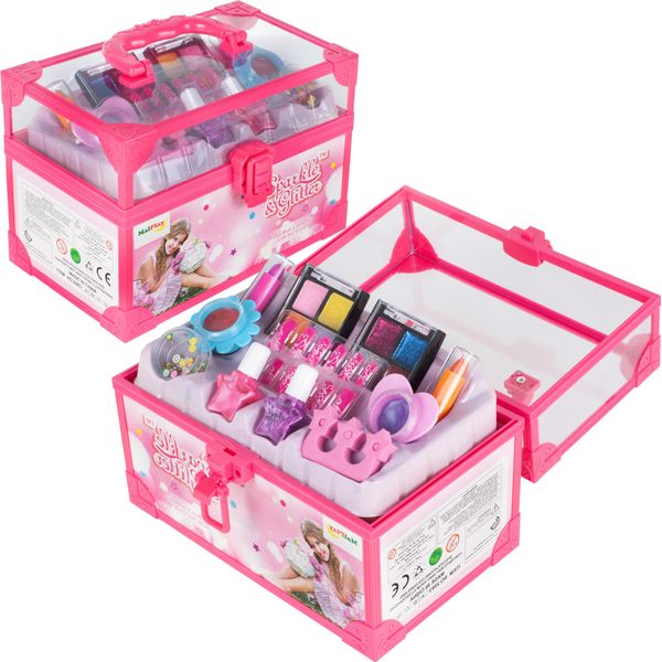 Gioco Di Pittura Set Da Trucco Con Astuccio Per Cosmetici Per Bambine Rossetti Ombretti Smalto Per Unghie Regalo Per Bambine Dai 3 Anni In Su-image