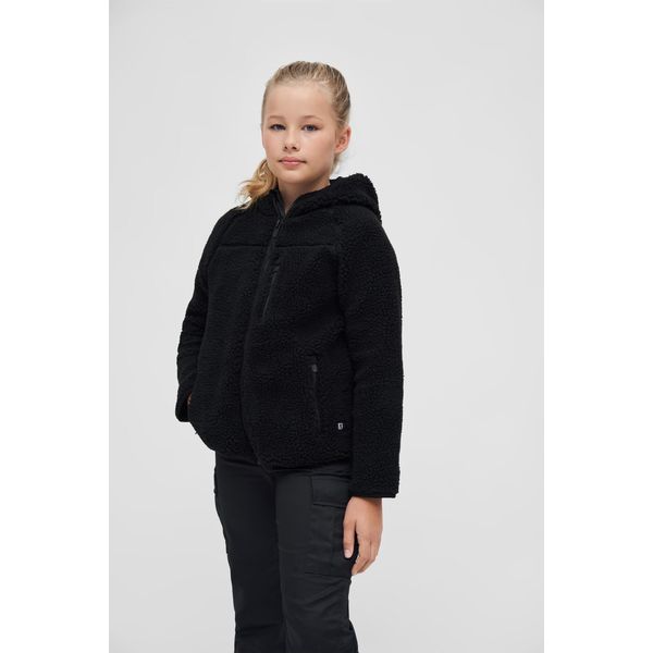 Brandit Bambini Giacca Teddyfleece Con Cappuccio Nero, 122/128-image