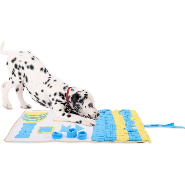 Tappeto Lionto Sniffer Per Cani, Tappeto Per Giochi Di Intelligenza E Cibo, Antiscivolo E Di Facile Manutenzione, 100X60 Cm, Giallo/Blu-image
