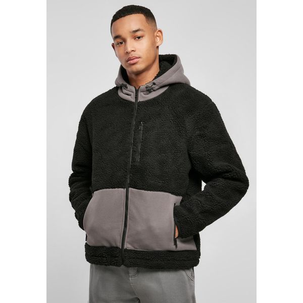 Urban Classics - Giacca Sherpa Con Cappuccio Nero/Asfalto - Xxl-image