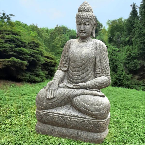 Figura Di Buddha Puri Con Gesto Di Bhumisparsha 60 X 80 X 150 Cm-image