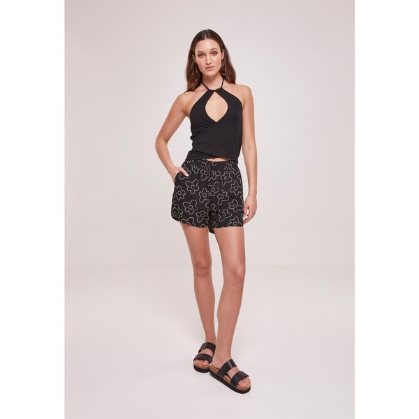Urban Classics Donna Aop Viscosa Resort Shorts Blackflower - S-image