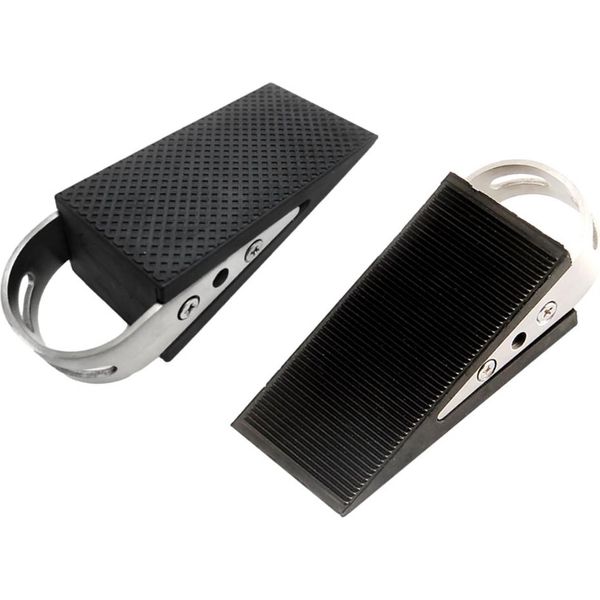 Set Di 2 - Fermaporta A Pavimento 12 X 5 X 3 Cm, Fermaporta In Gomma, Fermaporta A Pavimento In Acciaio Inox E Gomma, Protezione A Cuneo, Fermaporta In Gomma Antiscivolo, Cuneo Fermaporta, Protezione Porta, 2 Fermaporta-image