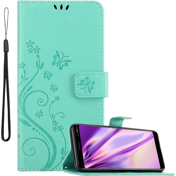 Cadorabo Cover Per Nokia 7 Plus Cover Protettiva In Turchese Cover Protettiva Cover Per Telefono Cellulare Cover Fiori Custodia Fiore-image