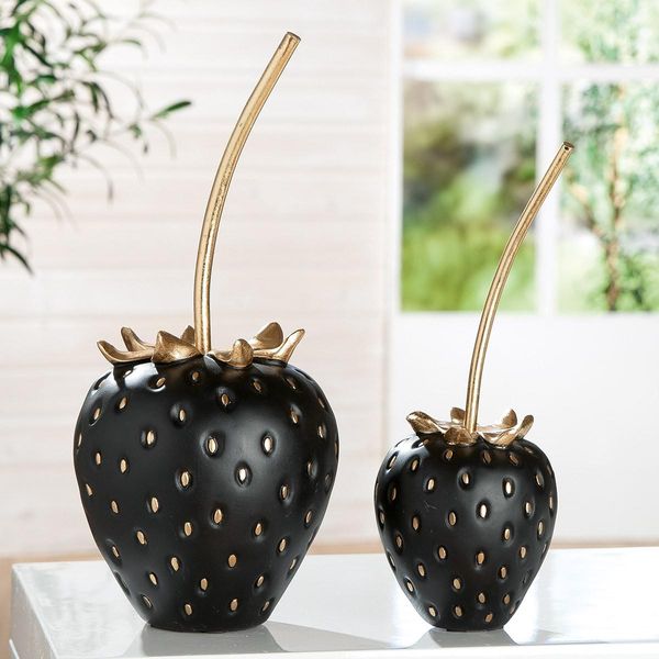 Gilde Dekoobjekt, Erdbeere, "Frutilla"", Poly, Schwarz, , H. 28,5 Cm, D. 11 Cm 34486"-image