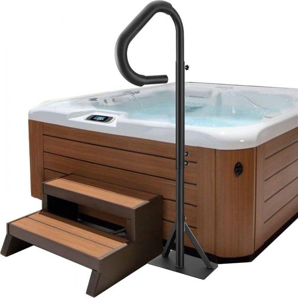 Corrimano Per Idromassaggio 272 Kg Di Portata - Parapetto Per Spa In Alluminio - Corrimano Per Piscina Regolabile 122,92-160 Cm - Corrimano Per Piscina Idromassaggio - Ruotabile A 360°-image