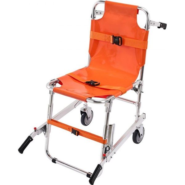 Sedia Montascale Ems - Portata 159 Kg - Sedia A Rotelle Pieghevole Per Scale Di Emergenza In Alluminio - 2 Ruote - Montascale Portatile - Evacuazione Da Parte Dei Vigili Del Fuoco Dell'ambulanza - Per Anziani E Disabili-image