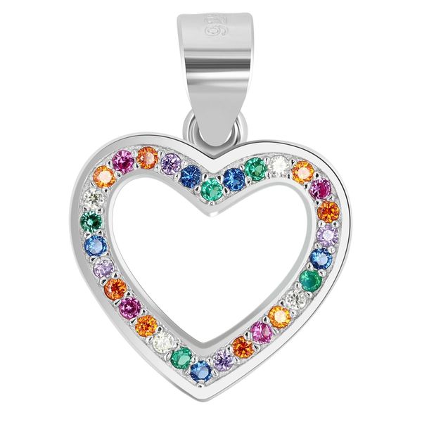 KettenanhäNger Adelia´S "Stilvoller Herz AnhäNger Aus 925 Sterling Silber", Bunt, SchmuckanhäNger, Damen, Silber 925 (Sterlingsilber), KettenanhäNger-image