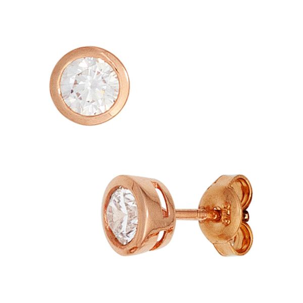 Paar Ohrstecker Jobo "Ohrringe Rund 6 Mm", RoséGoldfarben, Ohrringe, Damen, 6,6Mm, Silber 925 (Sterlingsilber), 925 Silber RoséGold Vergoldet Mit Zirkonia-image