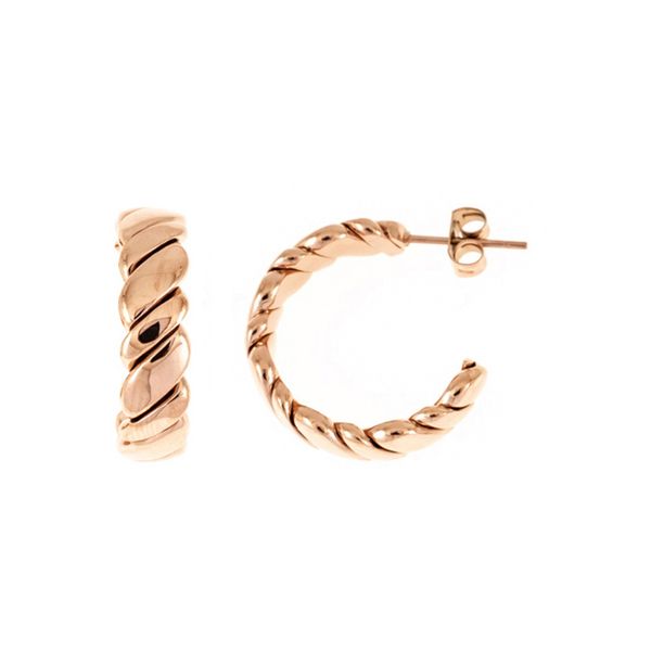 Paar Creolen Jobo "Ohrringe Halbcreolen 21 Mm", RoséGoldfarben, Ohrringe, Damen, Edelstahl, Edelstahl RoséGoldfarben Beschichtet 20 Mm-image