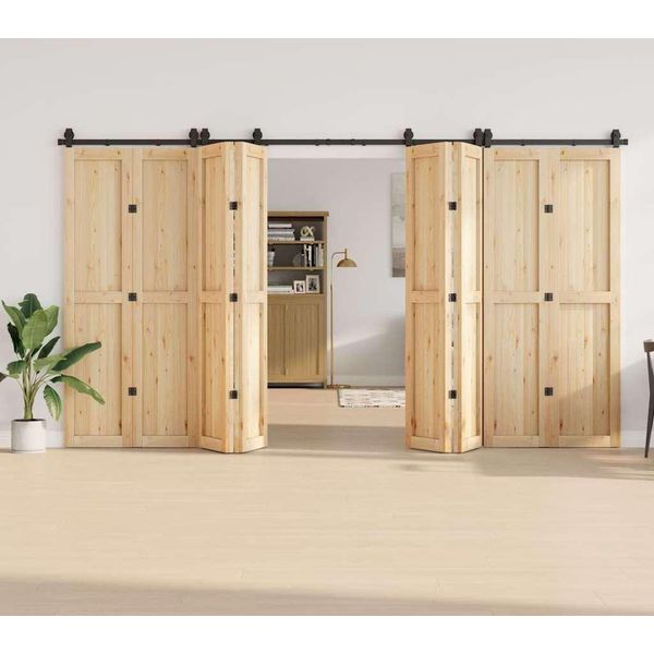 Vidaxl Set Di Ferramenta Per Porte Scorrevoli 400 Cm Acciaio Nero-image