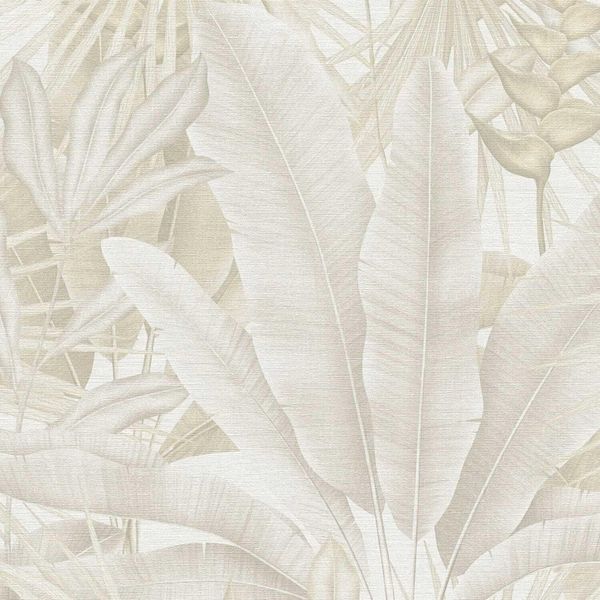 Profhome 396474-GU Carta Da Parati In Tessuto Non Tessuto Nature Jungle Beige Crema Bianco Grigio Bianco 5,33 M2-image