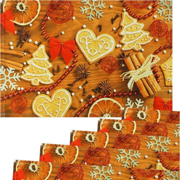 Tovagliette Tovagliette In Tessuto Panno Biscotto Decorazione Perline Legno-image