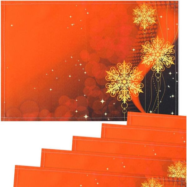 Tovagliette Tovagliette In Tessuto Cloth Stelle Fiocchi Di Neve Rosso-image