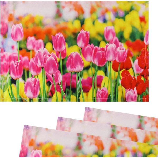 Tovagliette In Tessuto Tovagliette Cloth Rosa Tulipani Fiore Prato-image