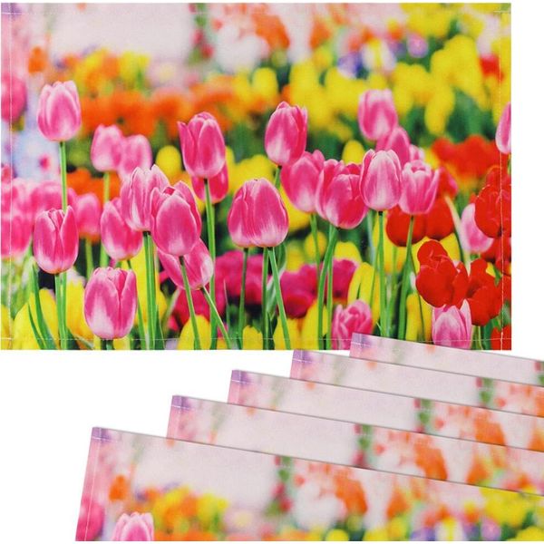 Tovagliette In Tessuto Tovagliette Cloth Rosa Tulipani Fiore Prato-image