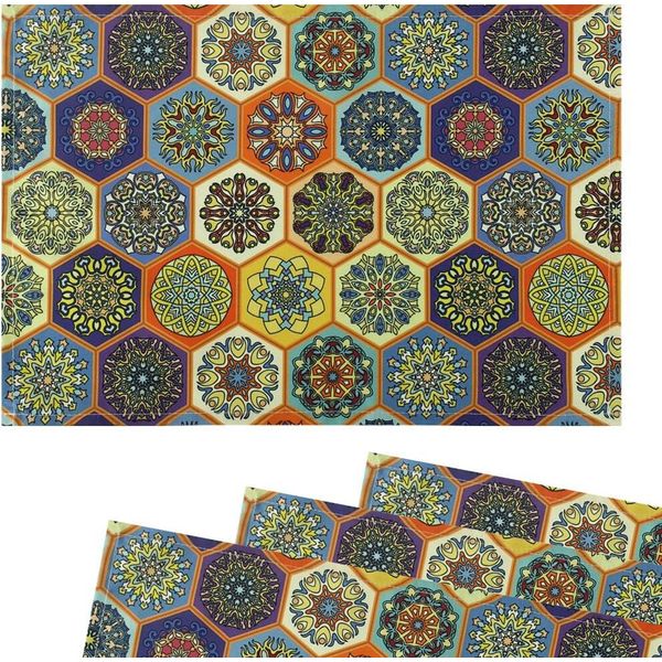 Tovagliette Tessili Cloth Piastrelle Motivo Mosaico Set Di 4 45X30 Cm-image