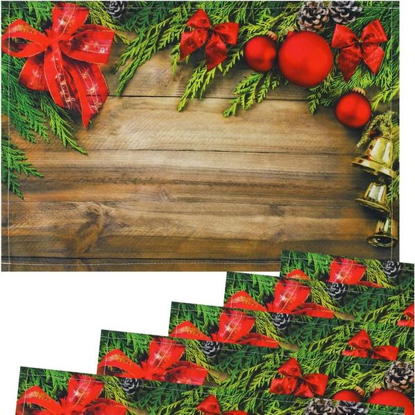 Tovagliette Tessuto Tovagliette In Tessuto Foglia Decorazione Natalizia Fiocchi-image