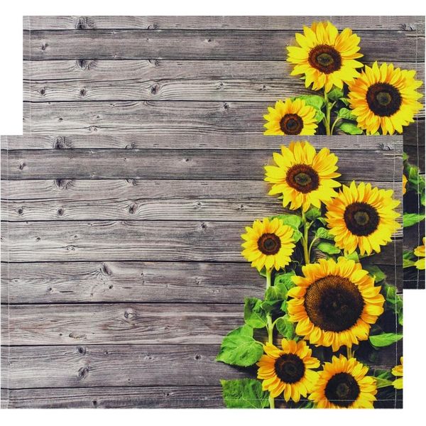 Tovagliette Tessili Cloth Girasoli Fiori Legno 2Pz 45X30 Cm-image