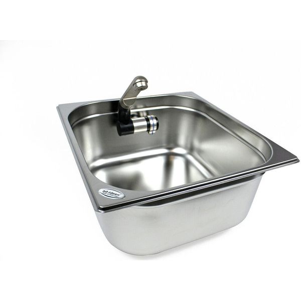 Lavello In Acciaio Inox Lavello Da Campeggio Lavello Integrato + Scarico 354X325X150 Mm-image