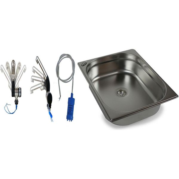 Lavello In Acciaio Inox 325X265X100 Mm Lavello Da Campeggio + Rubinetto + Pompa-image