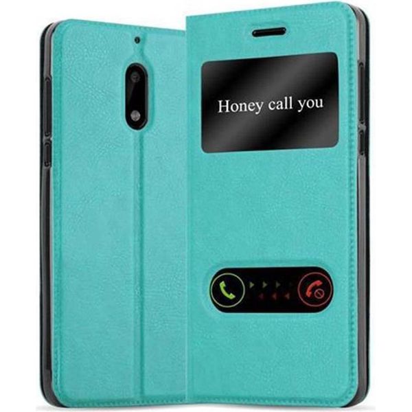 Cadorabo Custodia Protettiva Per Nokia 6 2017 Cover In Turchese Custodia Del Telefono Cellulare Custodia A Libro Custodia-image