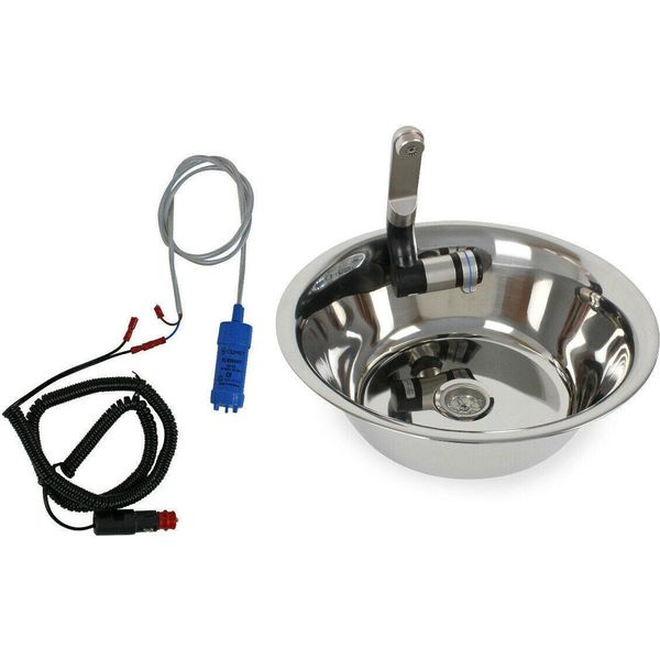 Lavello In Acciaio Inox Lavello Da Campeggio Integrato + Scarico 32 Cm + Pompa Tecnologica-image
