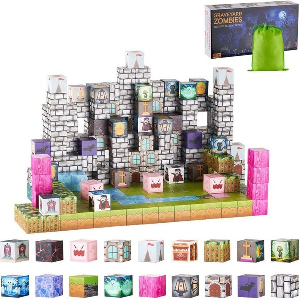 Set Di Blocchi Da Costruzione Magnetici - 100 Pezzi Zombie Del Cimitero - Giocattoli Educativi Stem Montessori Per Bambini-image