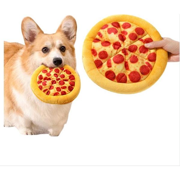 Inf Peluche Pizza Giocattolo Con Squeak Per Cani - Interattivo E Morbido-image