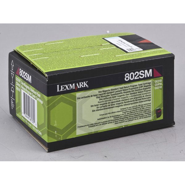 Lexmark Original 802SM Toner Magenta 2.000 Seiten (80C2SM0) FüR Cx310N/Dn, Cx410E/De/Dte, Cx510De/Dhe/Dthe-image
