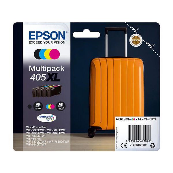 Epson Original 405XL Koffer Druckerpatronen 4Er Multipack Schwarz Cyan Magenta Gelb (C13T05H64010)-image
