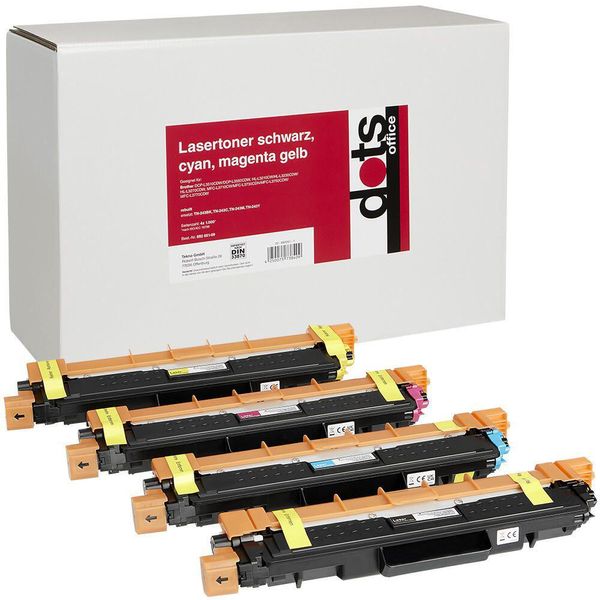 Dots Toner Kompatibel Zu Brother TN243BK/C/M/Y, 4Er-Set Schwarz, Cyan, Magenta, Gelb-image