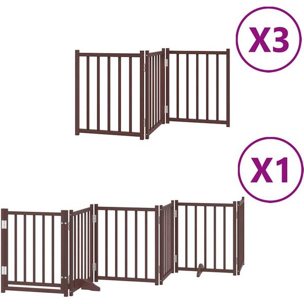 Vidaxl Cancelletto Per Cani A 15 Pezzi Con Porta Pieghevole Marrone 750 Cm Legno Di Pioppo-image
